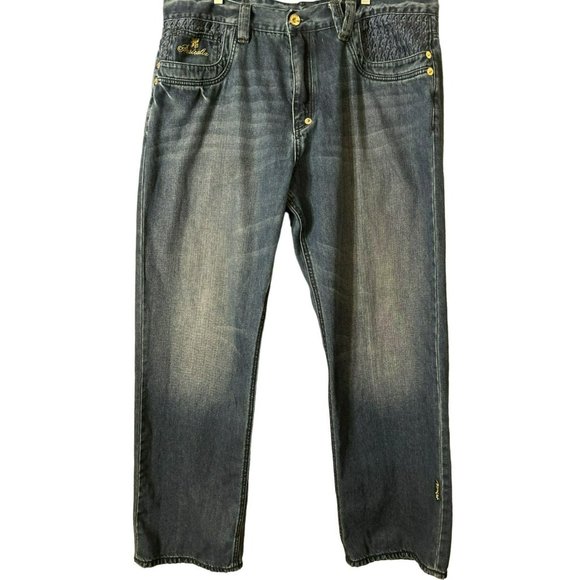 Coggi Australian Men's Embellished Denim Jeans 40 x 34 Medium Wash Applique - Picture 2 of 8